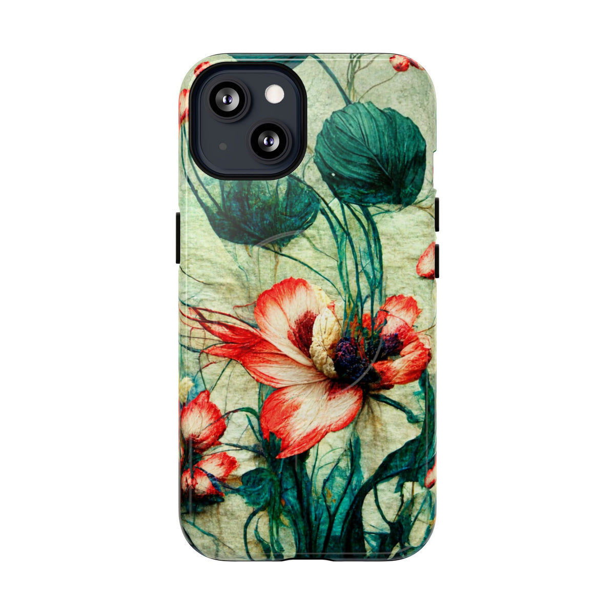 Picotee Oriental Poppy Cream & Orange Tough Magnetic Phone Cases for iPhone