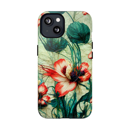 Picotee Oriental Poppy Cream & Orange Tough Magnetic Phone Cases for iPhone