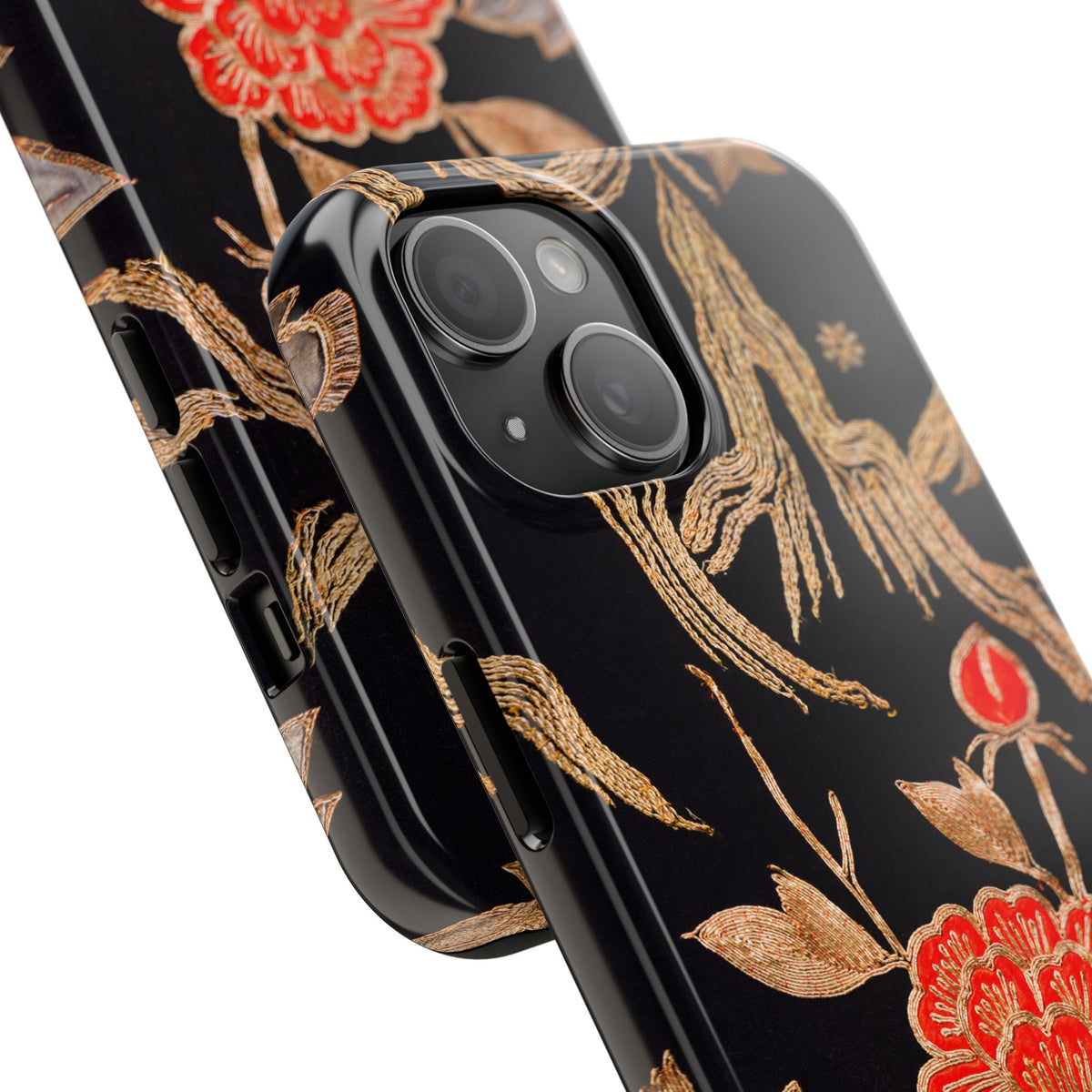 Red Peony and Gold Blossom Tough Phone Cases