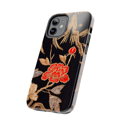 Red Peony and Gold Blossom Tough Phone Cases