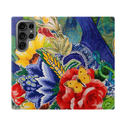 Artistic Floral Flip Wallet Phone Cases — with Card Slots