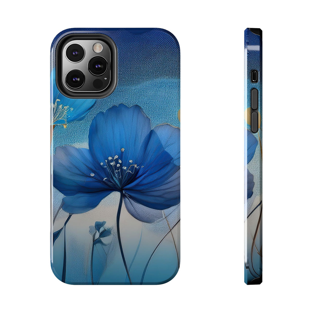 Blue Floral Tough Phone Cases