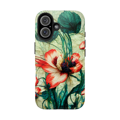 Picotee Oriental Poppy Cream & Orange Tough Phone Cases