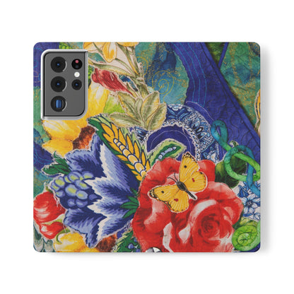 Artistic Floral Flip Wallet Phone Cases — with Card Slots