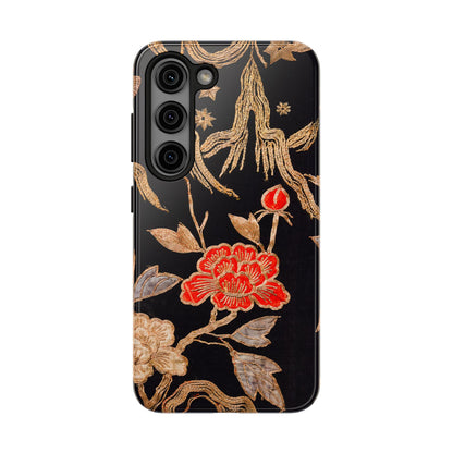Red Peony and Gold Blossom Tough Phone Cases