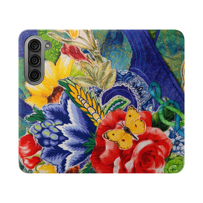 Artistic Floral Flip Wallet Phone Cases — with Card Slots