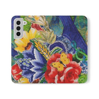 Artistic Floral Flip Wallet Phone Cases — with Card Slots