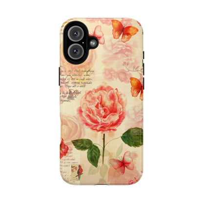 Vintage Rose & Butterflies Tough Magnetic Phone Cases for iPhone