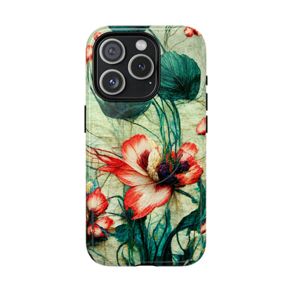 Picotee Oriental Poppy Cream & Orange Tough Magnetic Phone Cases for iPhone