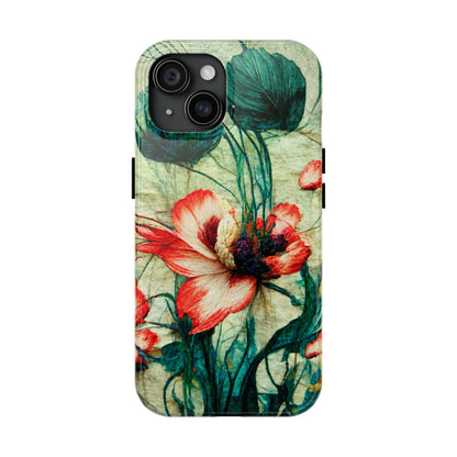 Picotee Oriental Poppy Cream & Orange Tough Phone Cases