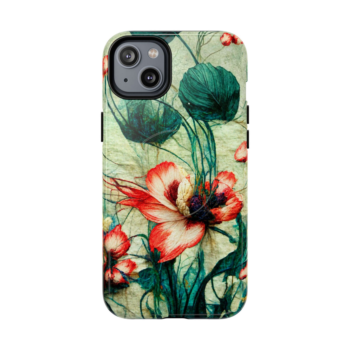 Picotee Oriental Poppy Cream & Orange Tough Magnetic Phone Cases for iPhone