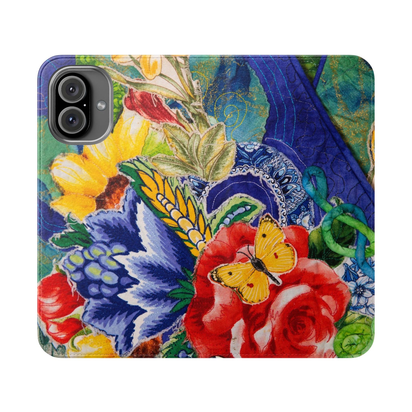 Artistic Floral Flip Wallet Phone Cases — with Card Slots
