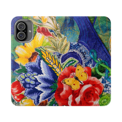 Artistic Floral Flip Wallet Phone Cases — with Card Slots