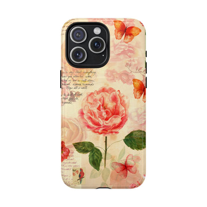 Vintage Rose & Butterflies Tough Magnetic Phone Cases for iPhone