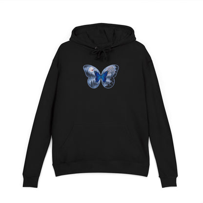 Black hoodie with 'Be nice' text on a white background