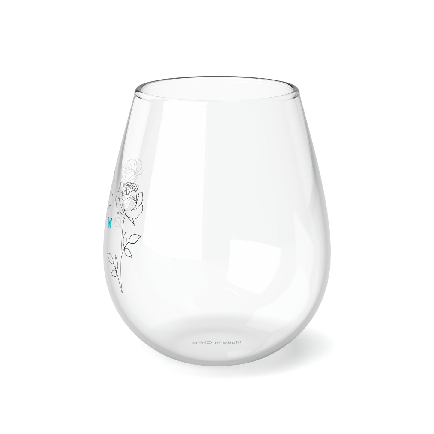 Three Roses Toast - Stemless Wine Glass, 11.75oz