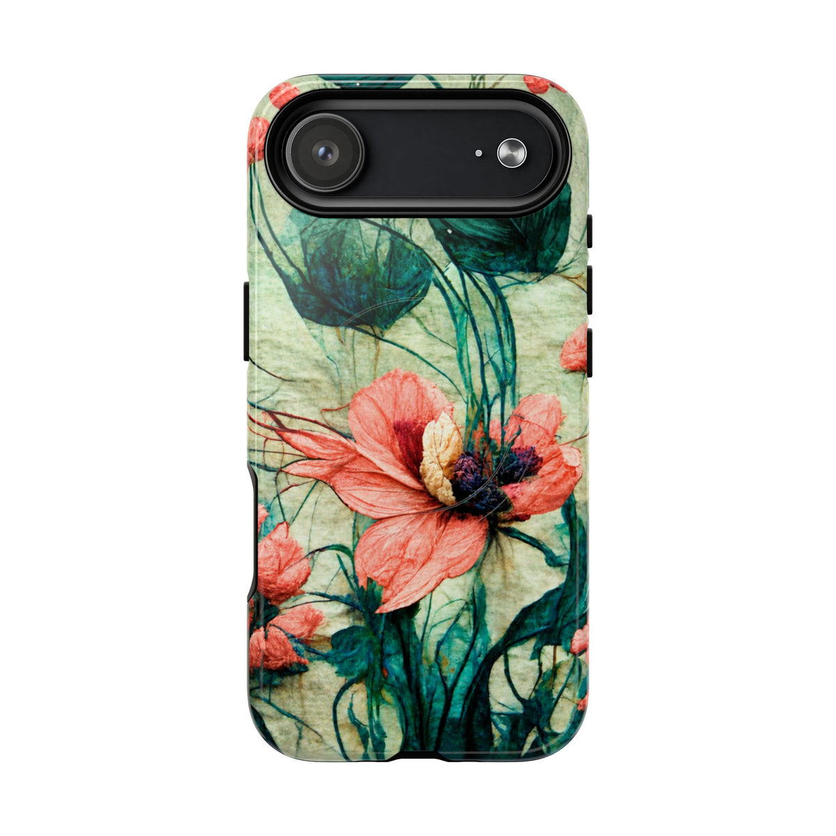 Helen Elizabeth Oriental Poppy Coral Tough Magnetic Phone Cases for iPhone
