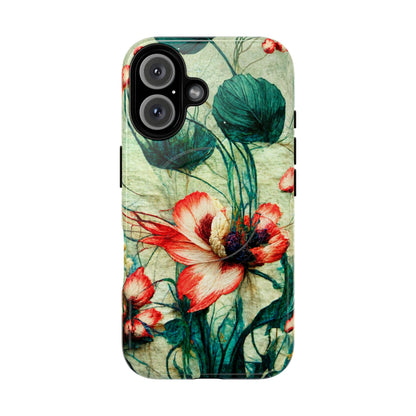 Picotee Oriental Poppy Cream & Orange Tough Magnetic Phone Cases for iPhone