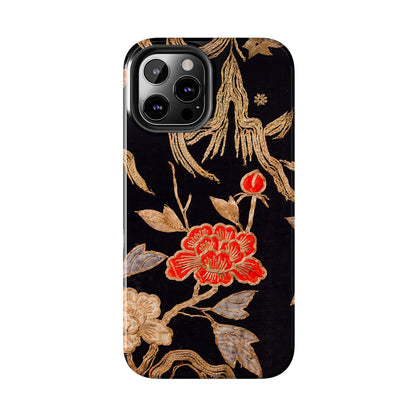 Red Peony and Gold Blossom Tough Phone Cases
