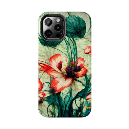 Picotee Oriental Poppy Cream & Orange Tough Phone Cases