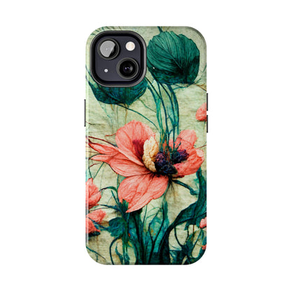 Helen Elizabeth Oriental Poppy Coral Tough Phone Cases