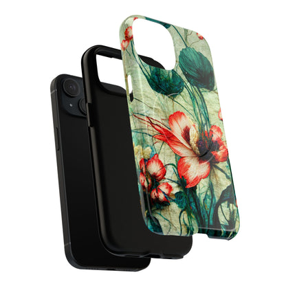 Picotee Oriental Poppy Cream & Orange Tough Magnetic Phone Cases for iPhone