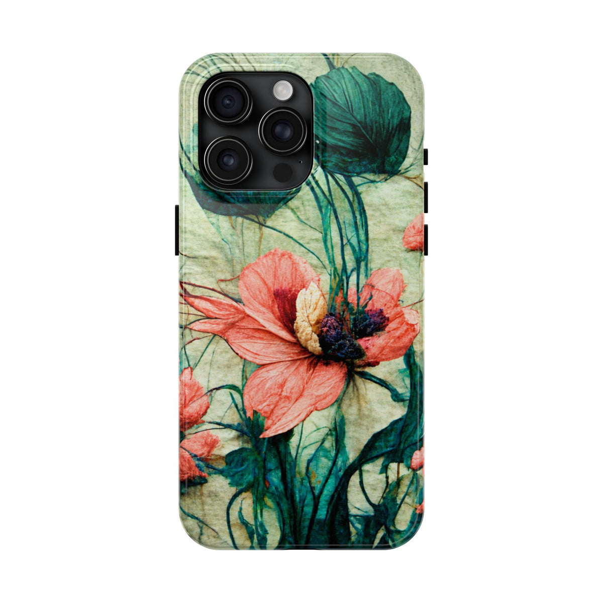 Helen Elizabeth Oriental Poppy Coral Tough Phone Cases