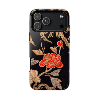 Red Peony and Gold BlossomTough Magnetic Phone Cases for iPhone