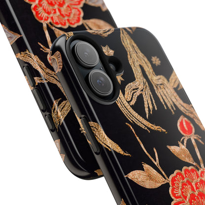 Red Peony and Gold Blossom Tough Phone Cases