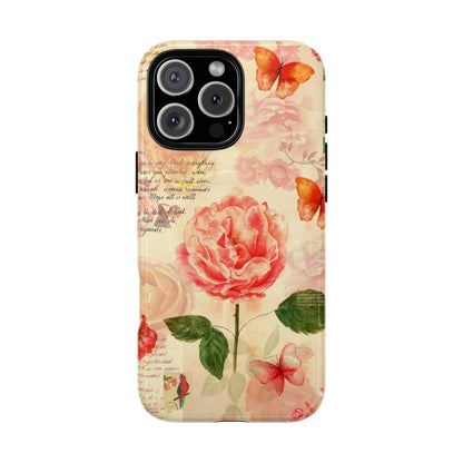 Vintage Rose & Butterflies Tough Magnetic Phone Cases for iPhone