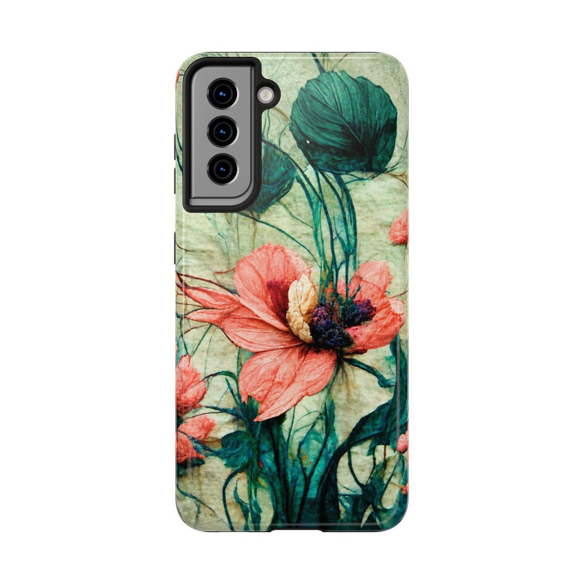 Helen Elizabeth Oriental Poppy Coral Tough Phone Cases