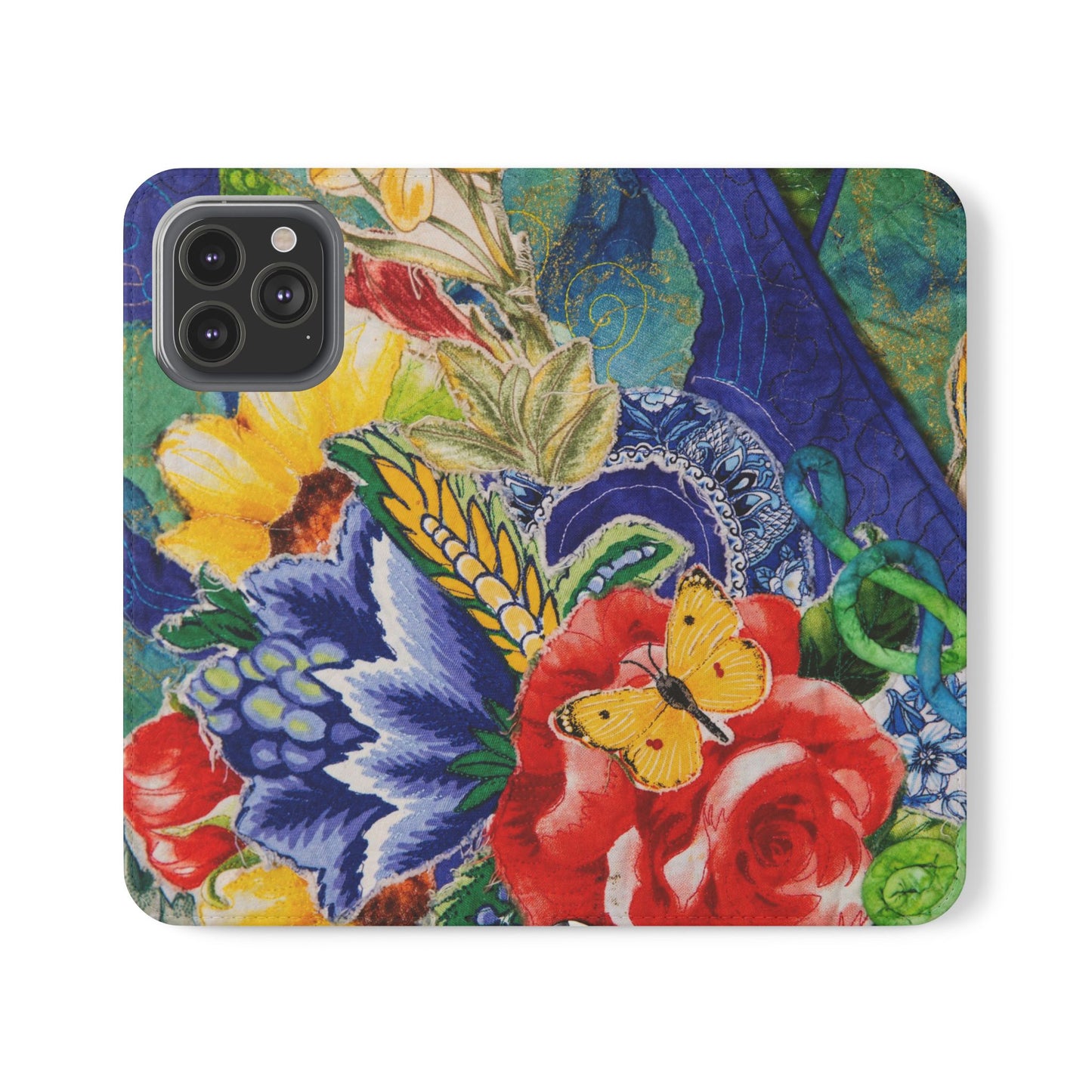 Artistic Floral Flip Wallet Phone Cases — with Card Slots