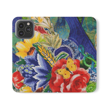 Artistic Floral Flip Wallet Phone Cases — with Card Slots