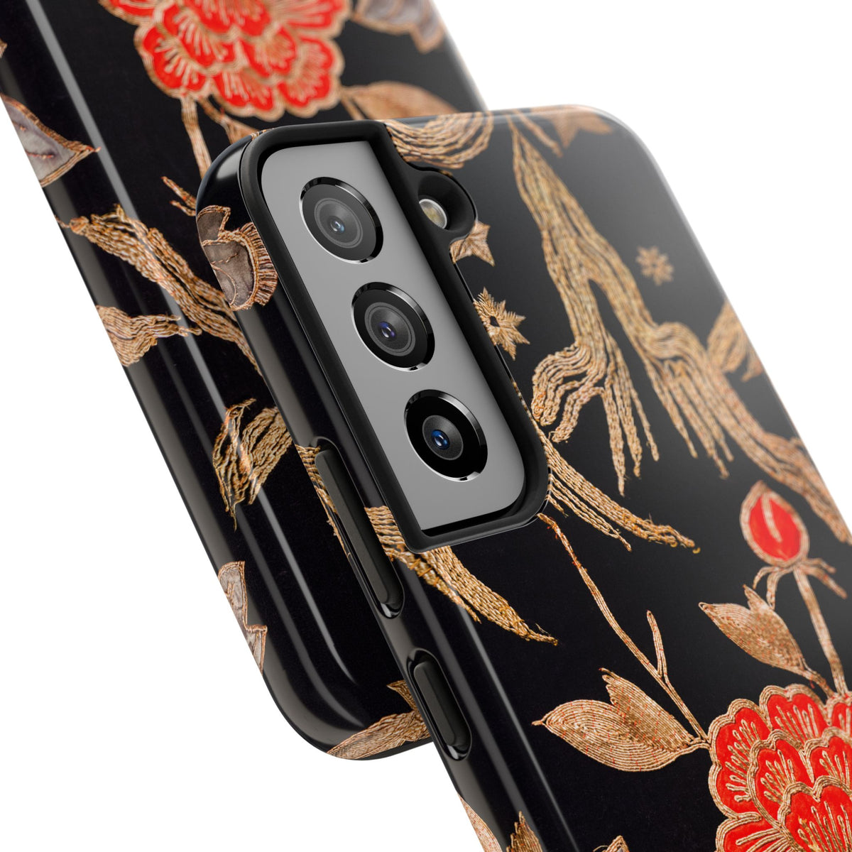 Red Peony and Gold Blossom Tough Phone Cases