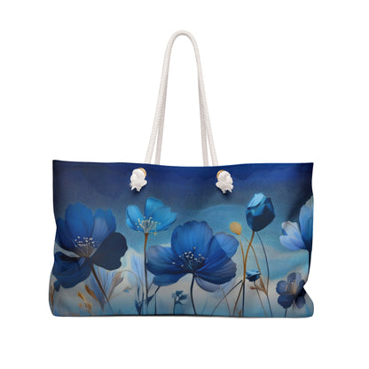 Floral Blue Weekender Bag | Travel Tote
