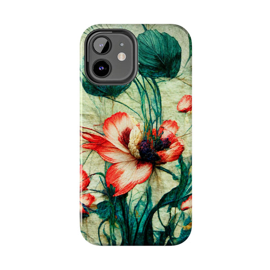 Picotee Oriental Poppy Cream & Orange Tough Phone Cases