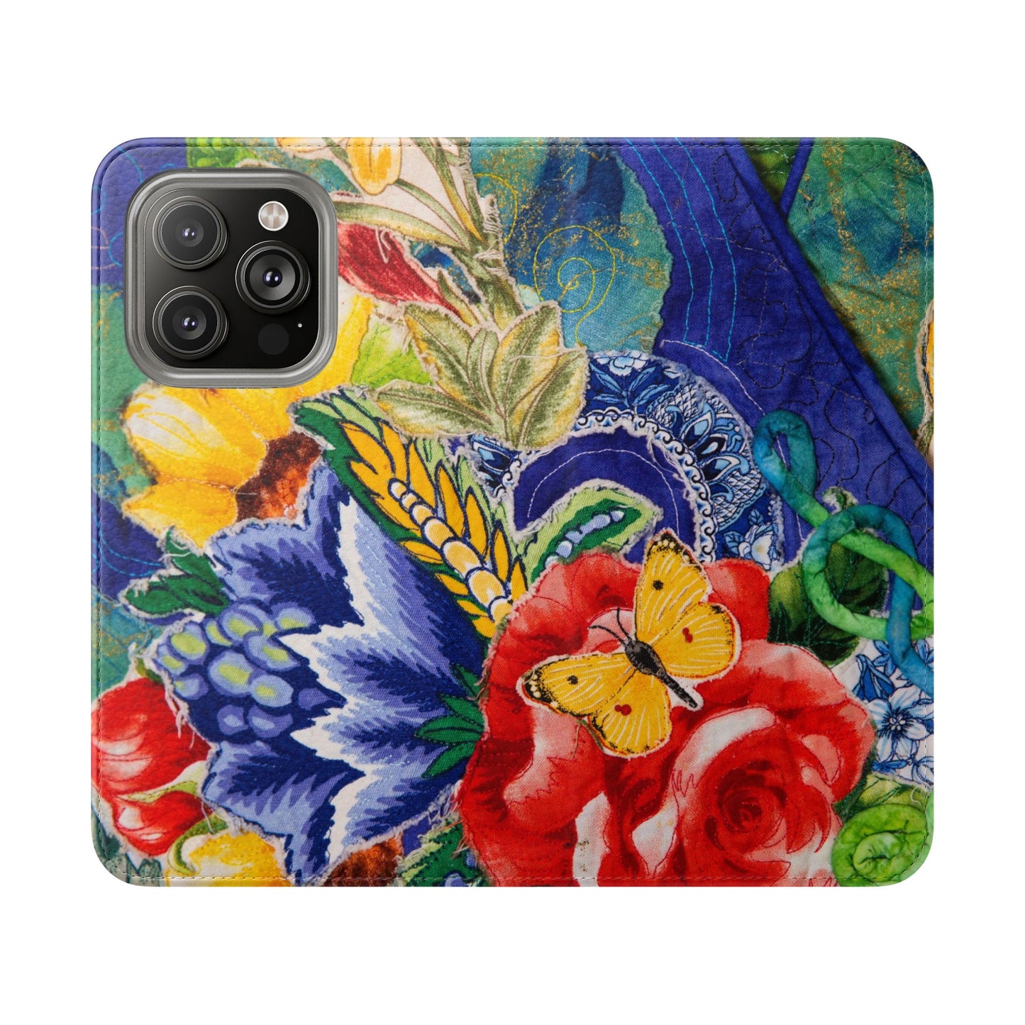Artistic Floral Flip Wallet Phone Cases — with Card Slots