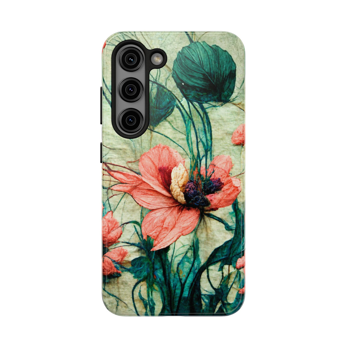 Helen Elizabeth Oriental Poppy Coral Tough Phone Cases