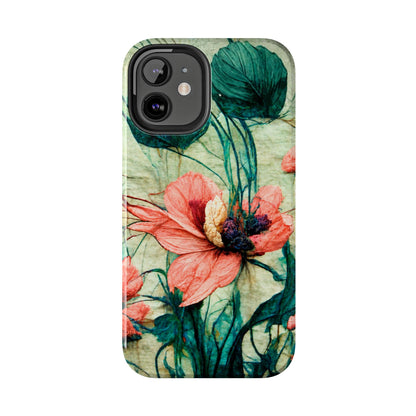 Helen Elizabeth Oriental Poppy Coral Tough Phone Cases