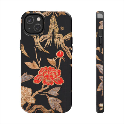Red Peony and Gold Blossom Tough Phone Cases