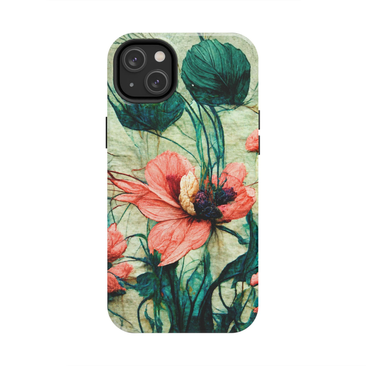 Helen Elizabeth Oriental Poppy Coral Tough Phone Cases