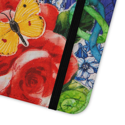Artistic Floral Flip Wallet Phone Cases — with Card Slots