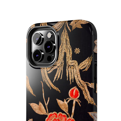 Red Peony and Gold Blossom Tough Phone Cases