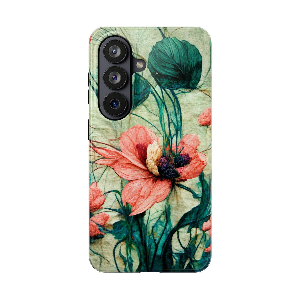 Helen Elizabeth Oriental Poppy Coral Tough Phone Cases
