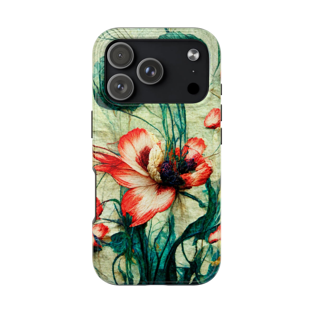 Picotee Oriental Poppy Cream & Orange Tough Phone Cases