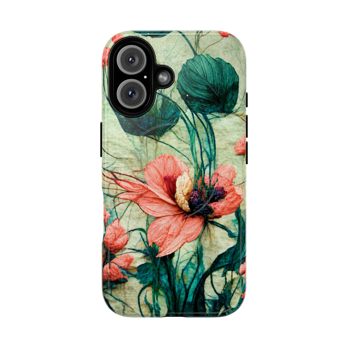 Helen Elizabeth Oriental Poppy Coral Tough Magnetic Phone Cases for iPhone