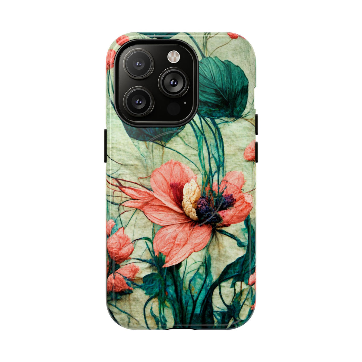 Helen Elizabeth Oriental Poppy Coral Tough Magnetic Phone Cases for iPhone