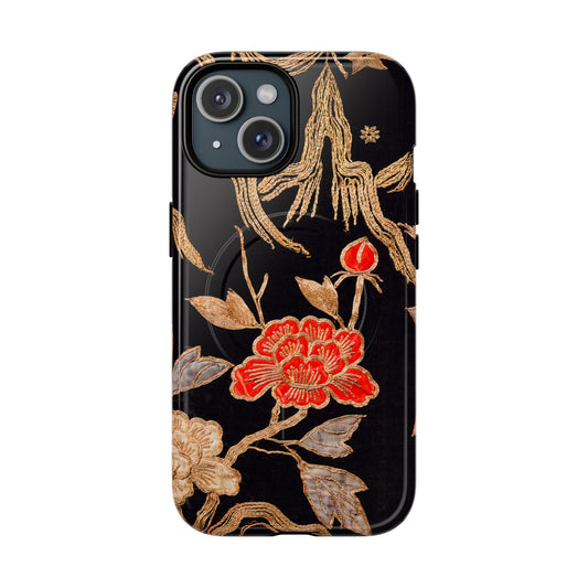 Red Peony and Gold BlossomTough Magnetic Phone Cases for iPhone