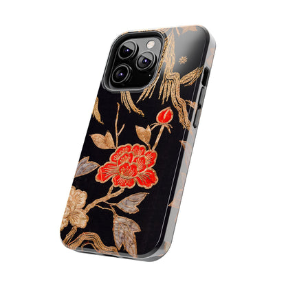 Red Peony and Gold Blossom Tough Phone Cases