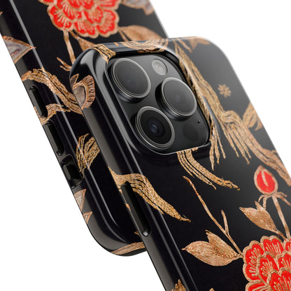 Red Peony and Gold Blossom Tough Phone Cases